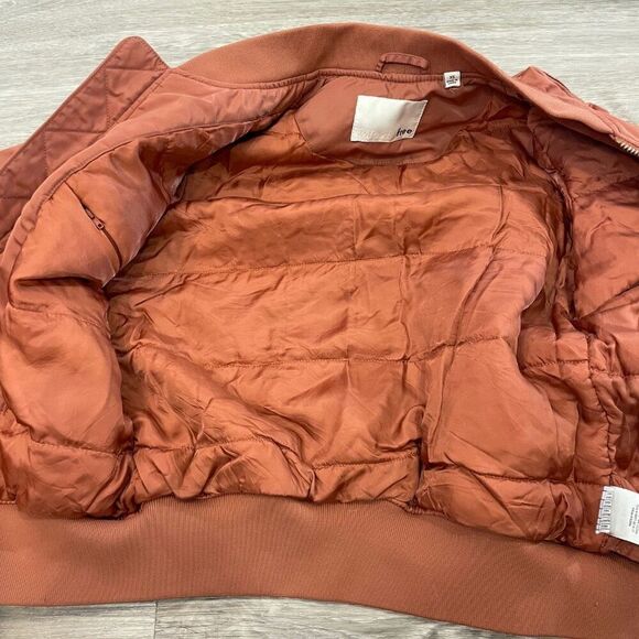 WILFRED FREE Aritzia Crop Aviator Bomber Jacket in Cognac XS Puff Fall Jacket - Picture 7 of 14